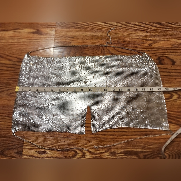 Sexy Silver Halter Chain Crop Top Adjustable Chains around the neck and waist - Picture 8 of 10